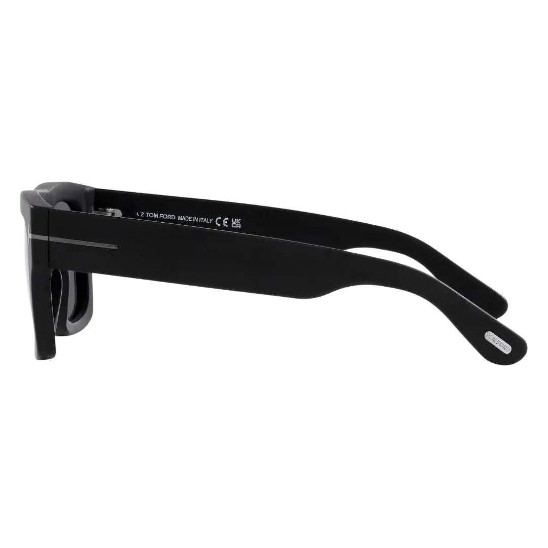 Side view of Tom Ford FT0711-N Fausto sunglasses showing thick matte black temples and gunmetal hardware - Gadgets Online NZ