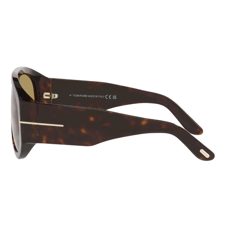 Side view of Tom Ford FT1044 Pilot sunglasses showing thick Havana temples and gold hardware - Gadgets Online NZ