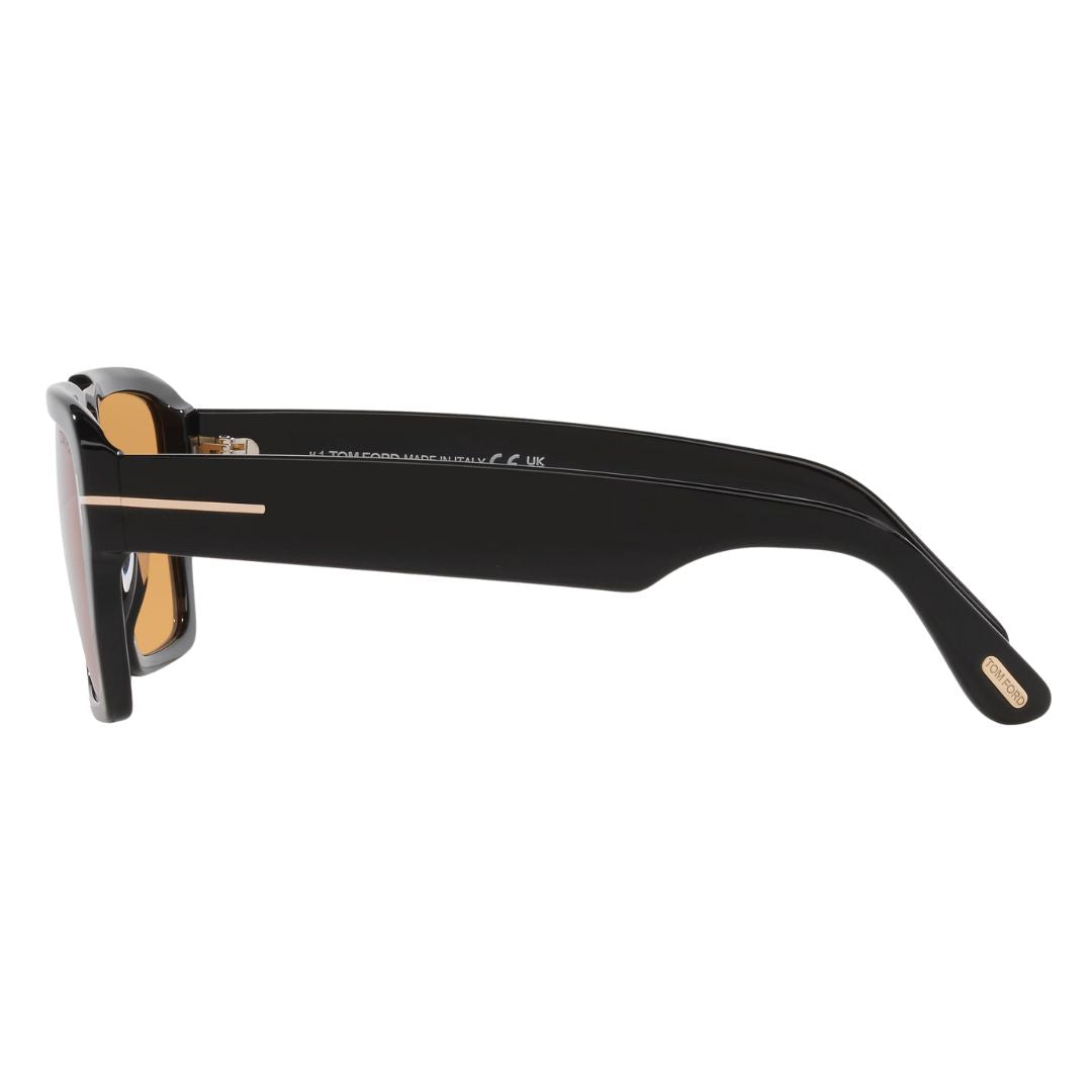 Side view of Tom Ford FT1153 Redford sunglasses showing thick black temples and rose gold hardware - Gadgets Online NZ