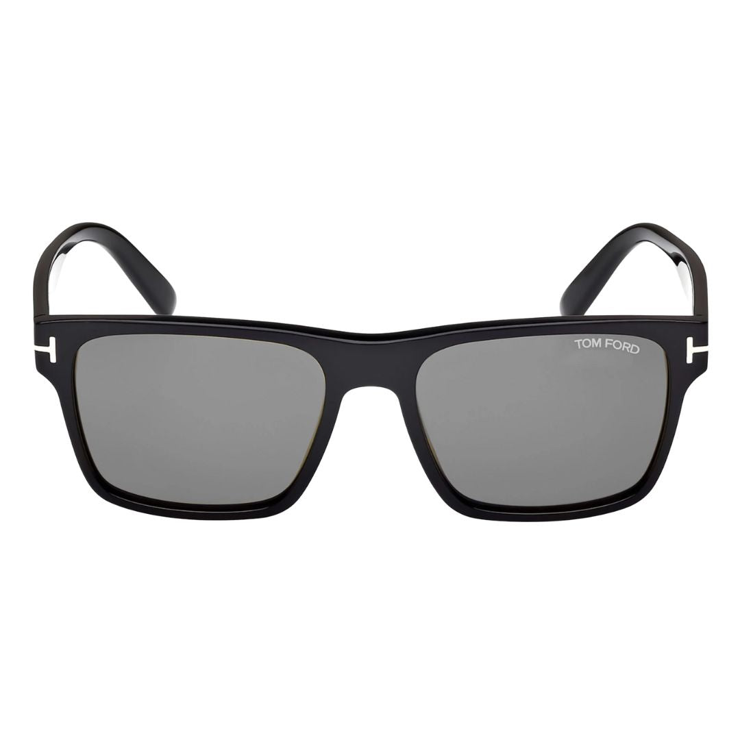 Front view of Tom Ford Calder FT1205 01A featuring a bold black rectangular acetate frame - Gadgets Online NZ