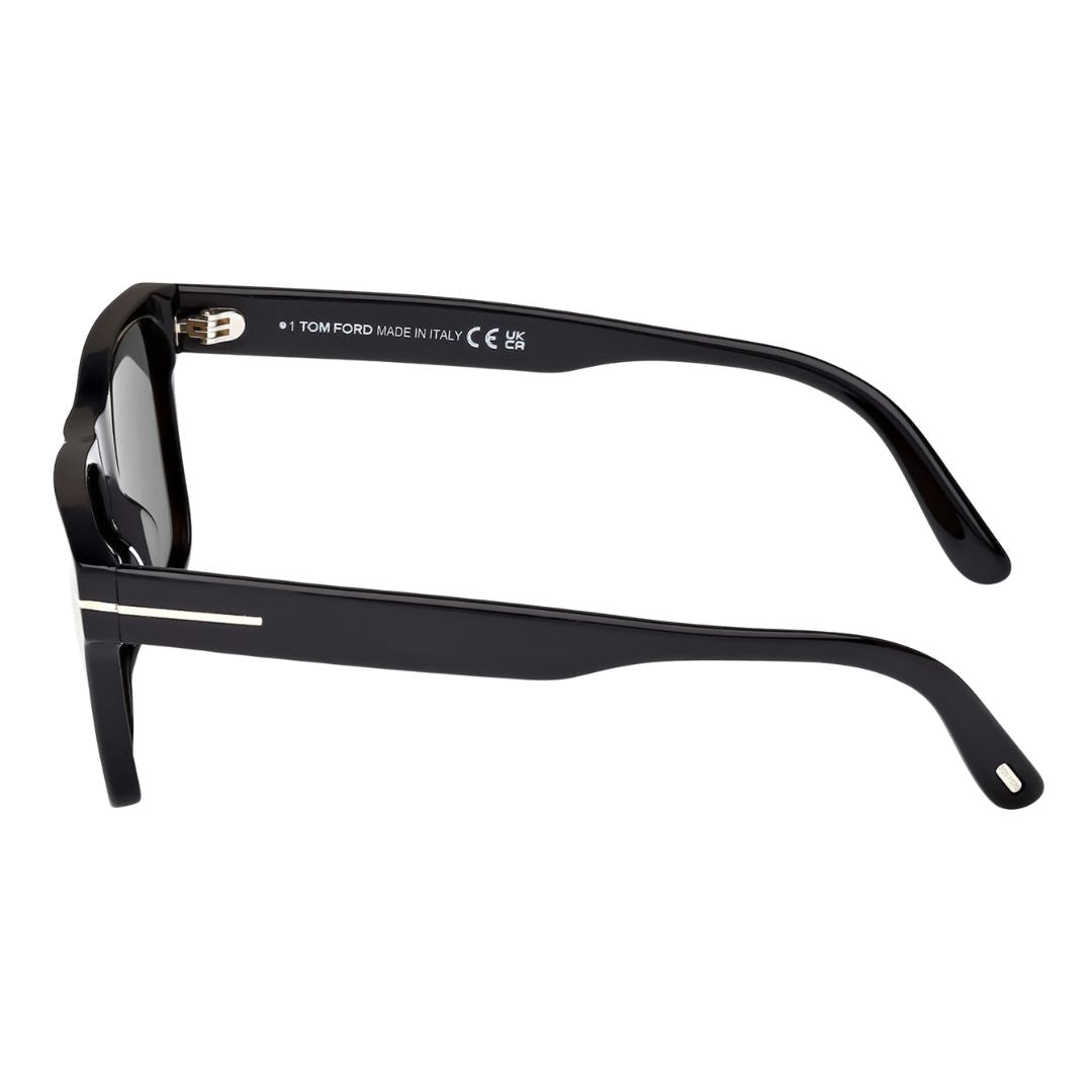 Side view of Tom Ford FT1205 Calder sunglasses showing thick black temples and silver hardware - Gadgets Online NZ