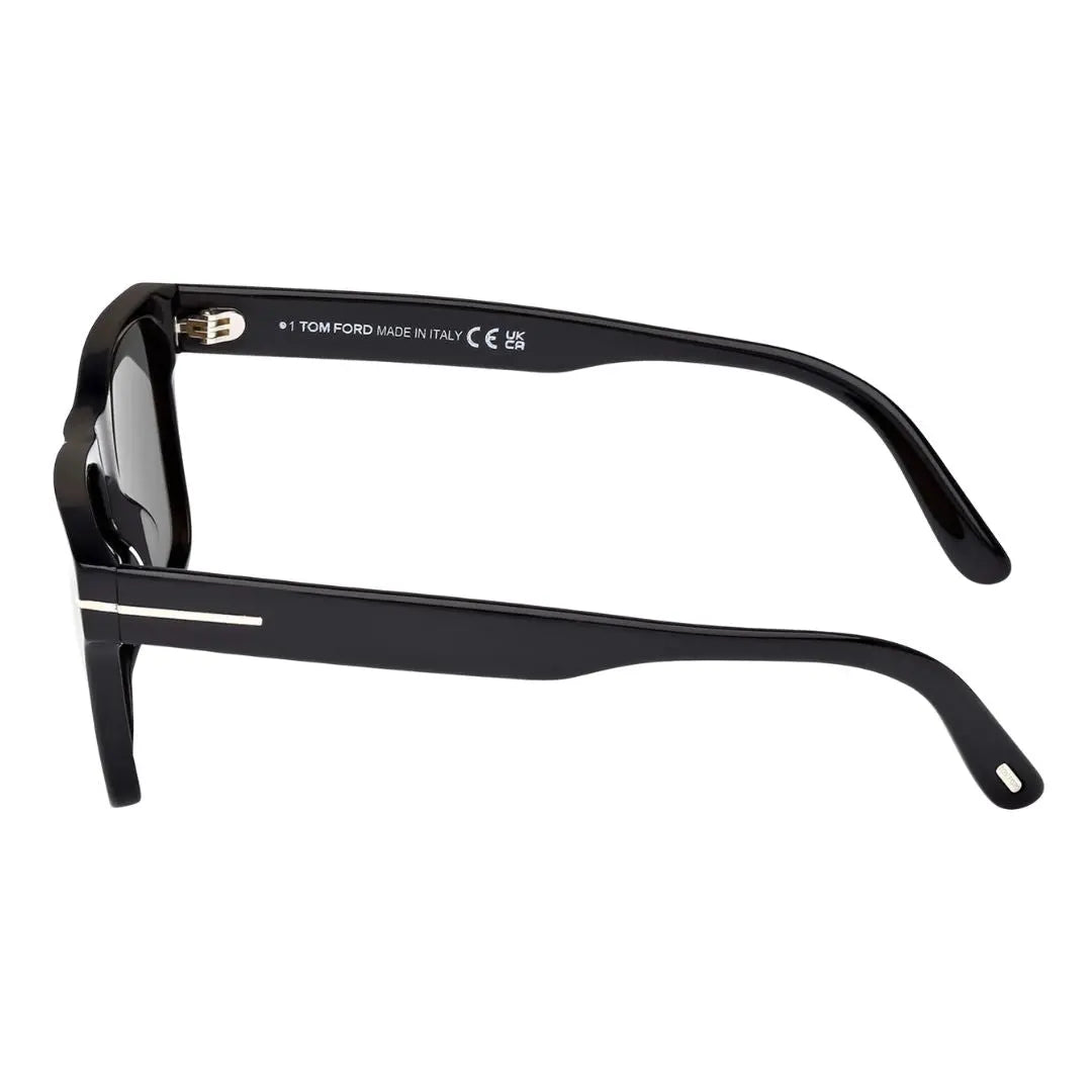 Side view of Tom Ford FT1205 Calder sunglasses showing thick black temples and silver hardware - Gadgets Online NZ