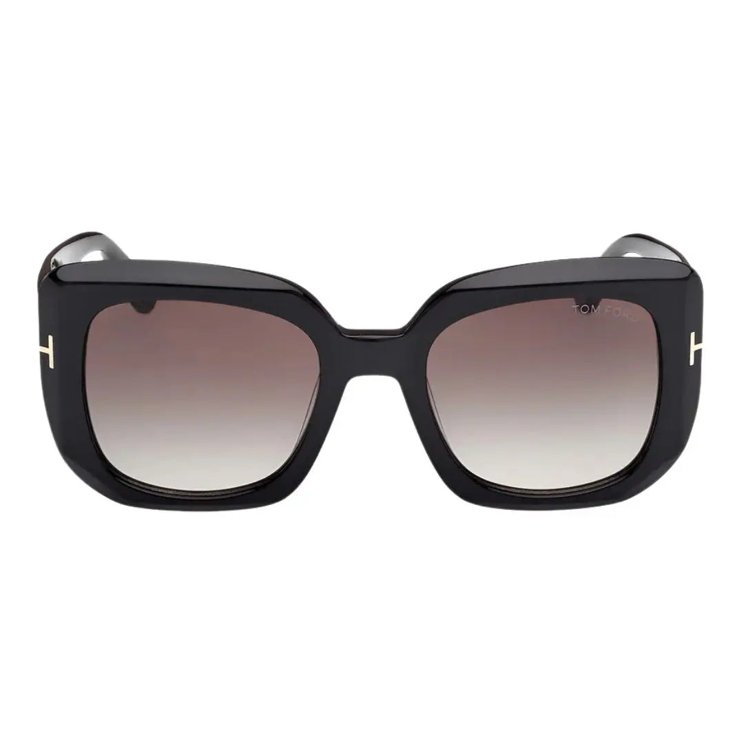 Front view of Tom Ford Carla-02 FT1220 01B featuring a bold black oversized square acetate frame - Gadgets Online NZ