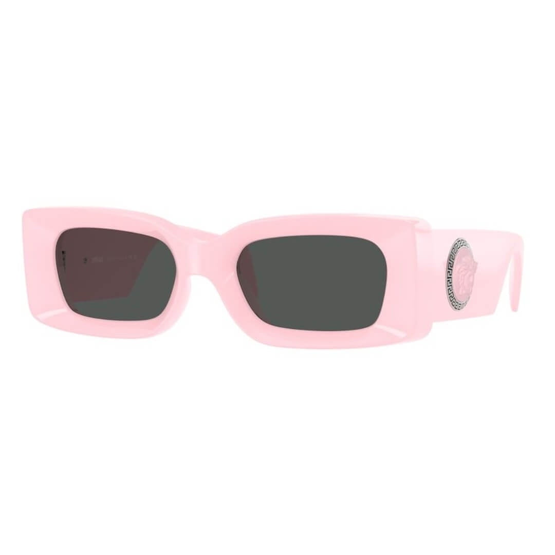 Versace VE4474U 548587 Sunglasses - Pink Frame, Dark Grey Lens Front Left View