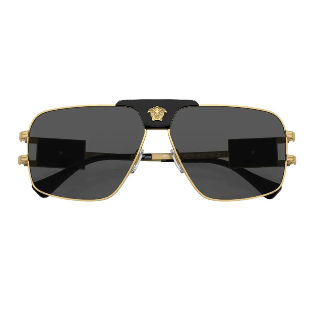 Versace VE2251 100287 Sunglasses Gold Frame with Dark Grey Lens Folded View