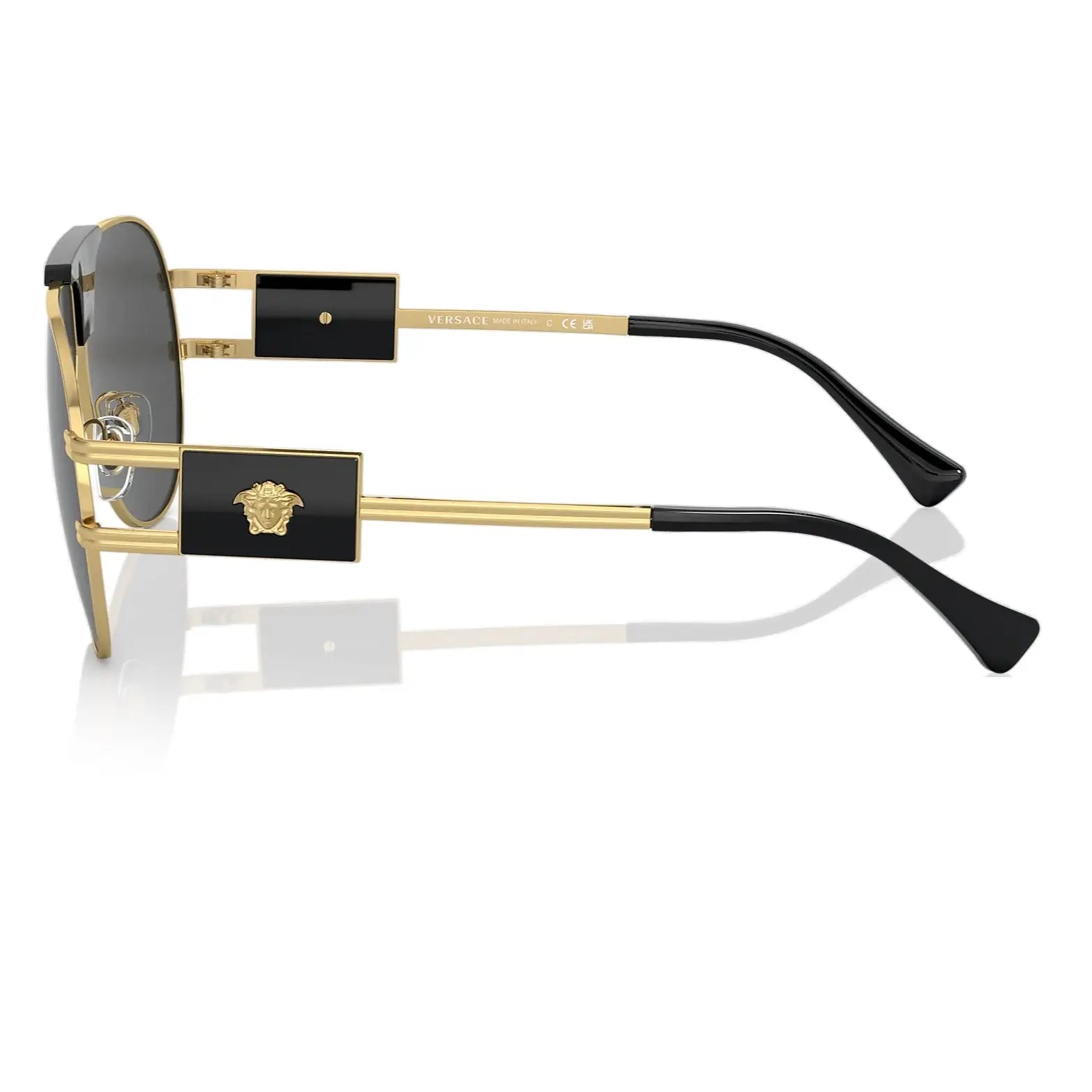 Versace VE2252 Gold with Dark Grey Medusa's Pilot Shape Sunglasses Versace