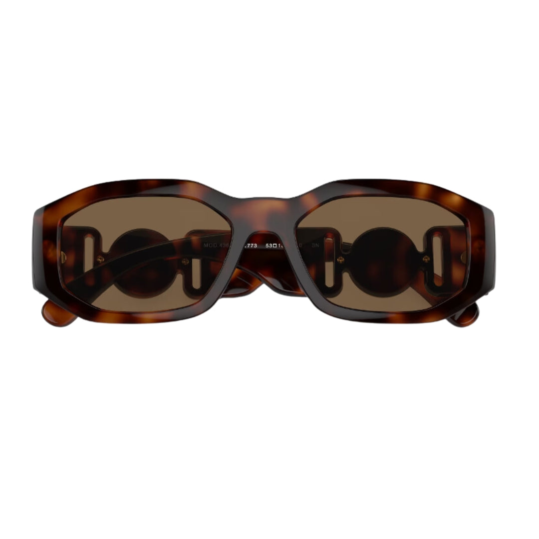 Versace VE4361 521773 Sunglasses Havana Frame with Dark Brown Lens Folded View