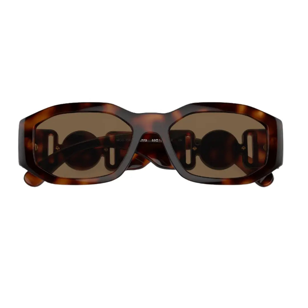 Versace VE4361 521773 Sunglasses Havana Frame with Dark Brown Lens Folded View