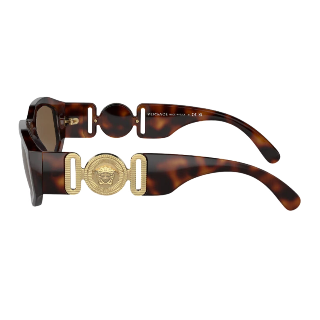 Versace VE4361 521773 Sunglasses Havana Frame with Dark Brown Lens Side Frame View