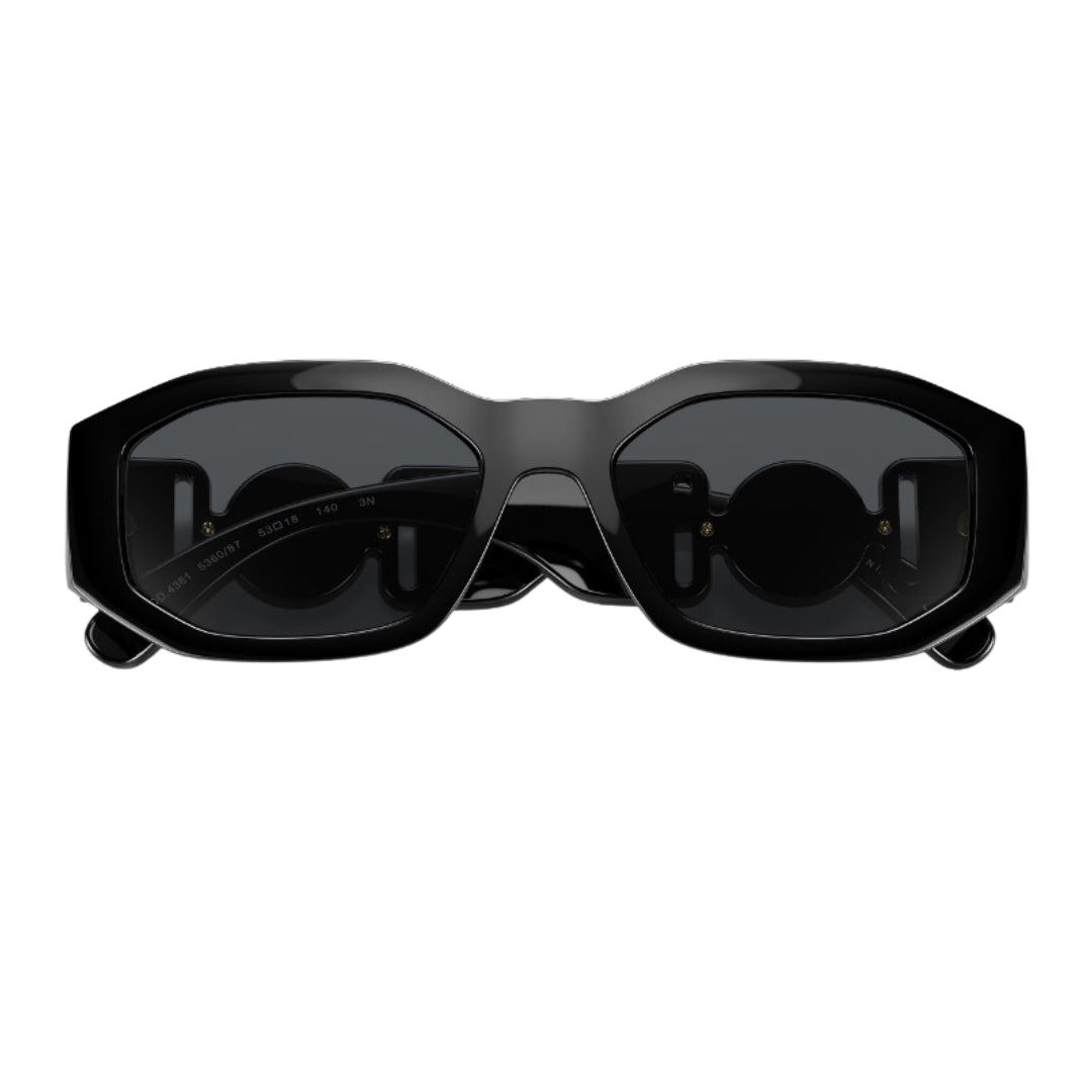 Versace VE4361 536087 Sunglasses Black Frame, Dark Grey Lens Folded View