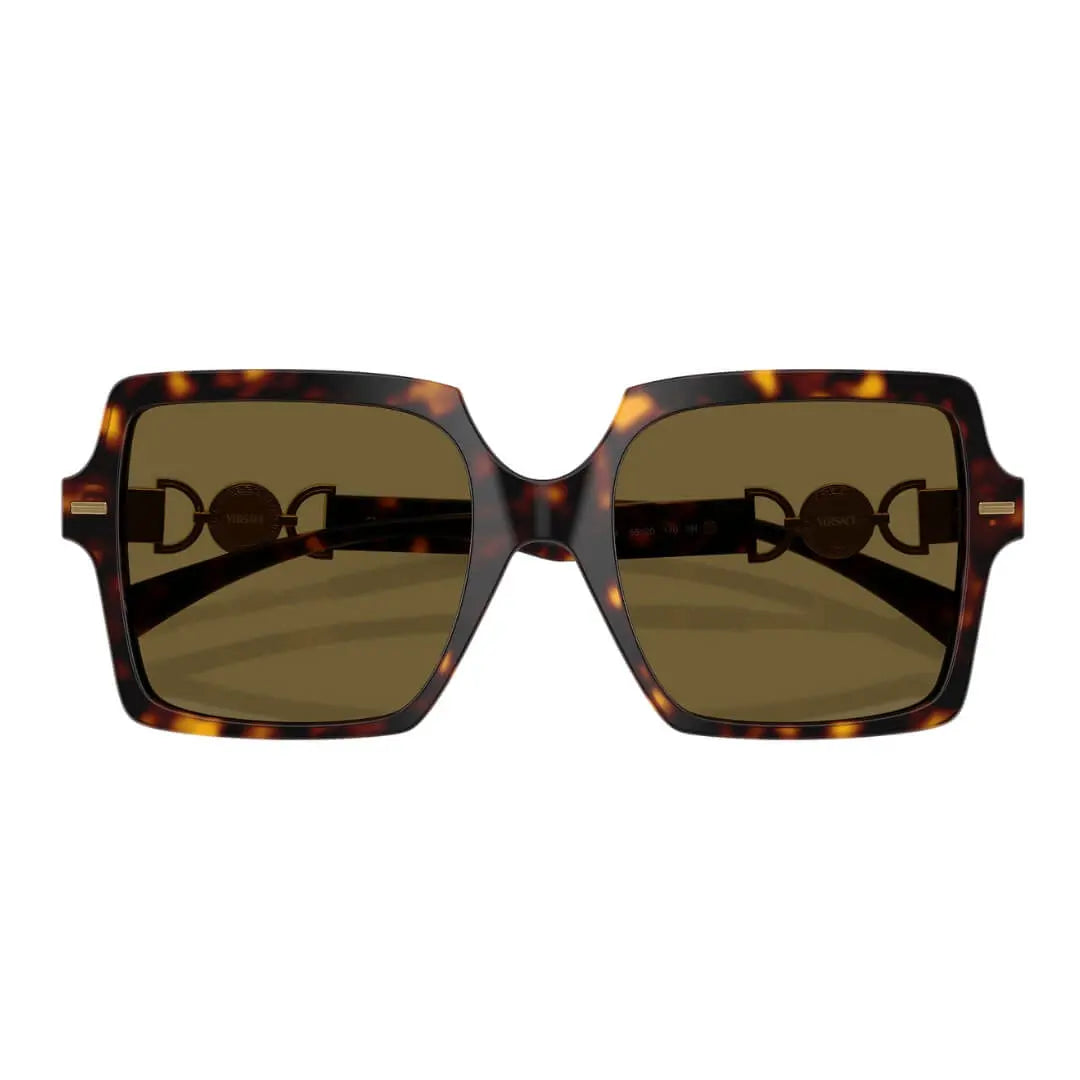 Versace VE4441 108/73 Sunglasses- Havana Frame, Dark Brown Lens Folded View