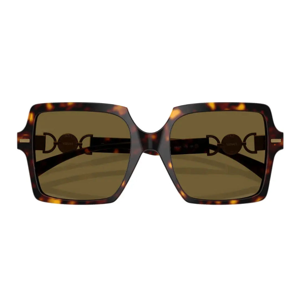 Versace VE4441 108/73 Sunglasses- Havana Frame, Dark Brown Lens Folded View