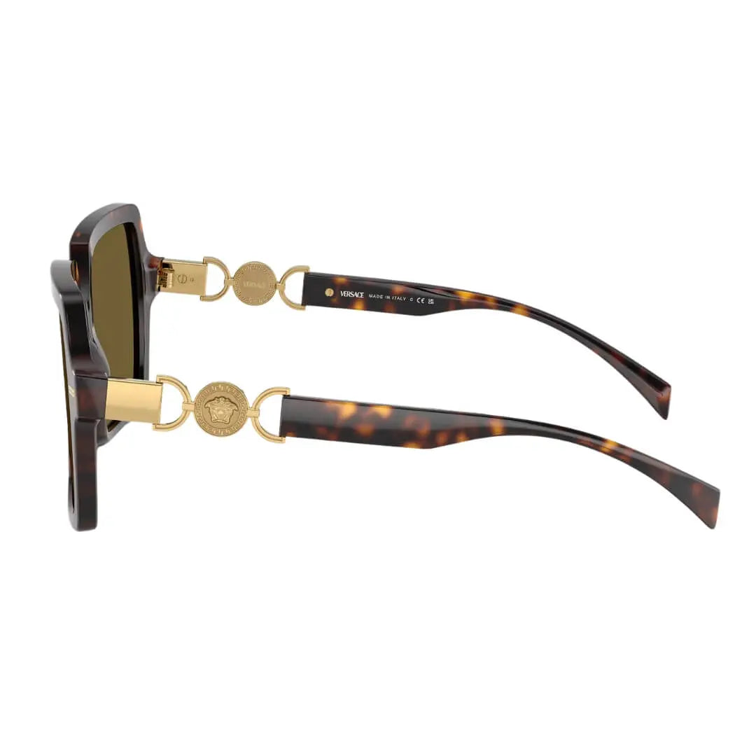Versace VE4441 108/73 Sunglasses- Havana Frame, Dark Brown Lens Side Frame View