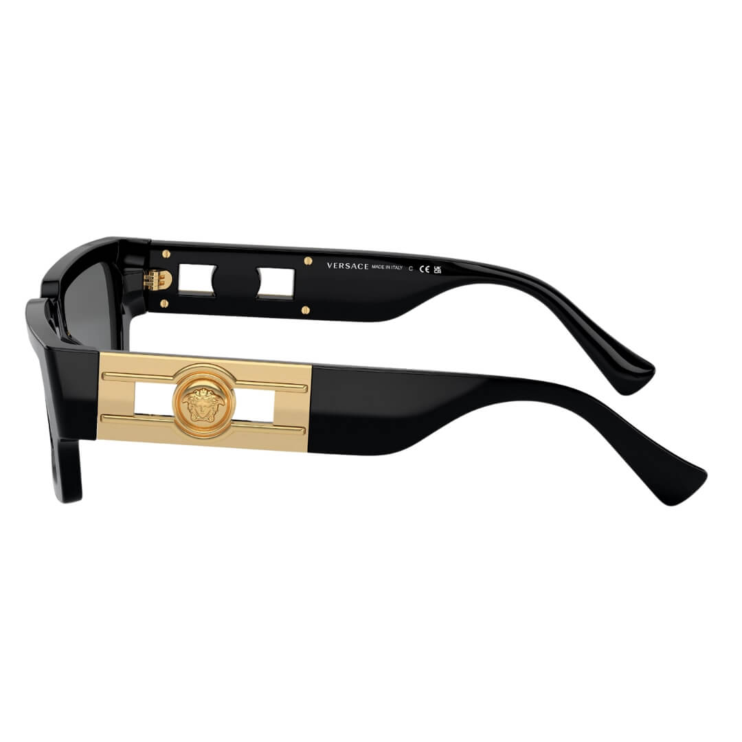 Versace VE4459 GB1/87 Sunglasses - Black Frame, Dark Grey Lens Side Frame View