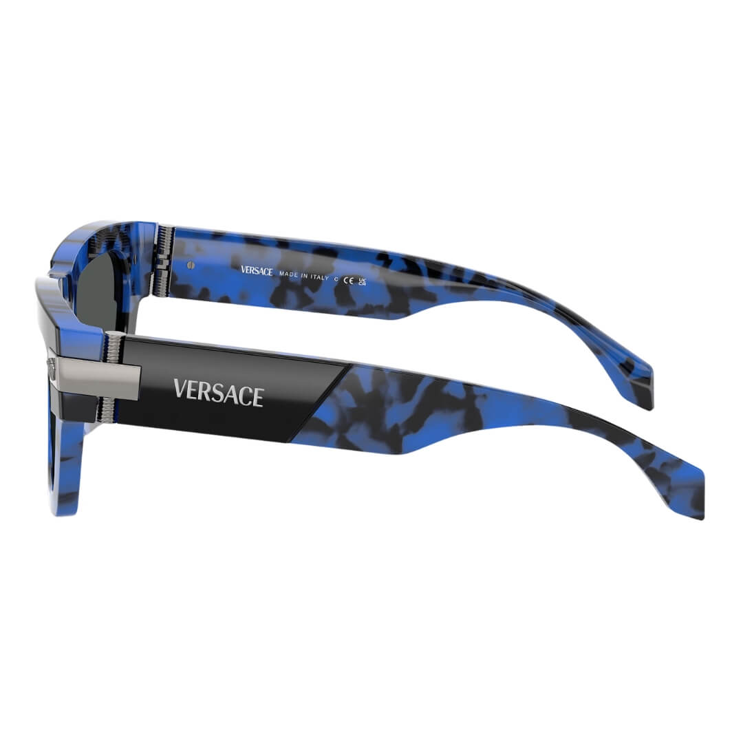 Versace VE4464 545887 - Havana Blue Frame, Dark Grey Lens Side Frame View