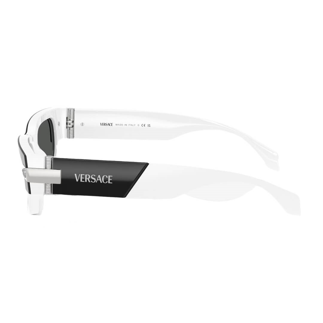 Versace VE4465 545987 - Black/White Frame, Dark Grey Lens Side Frame View