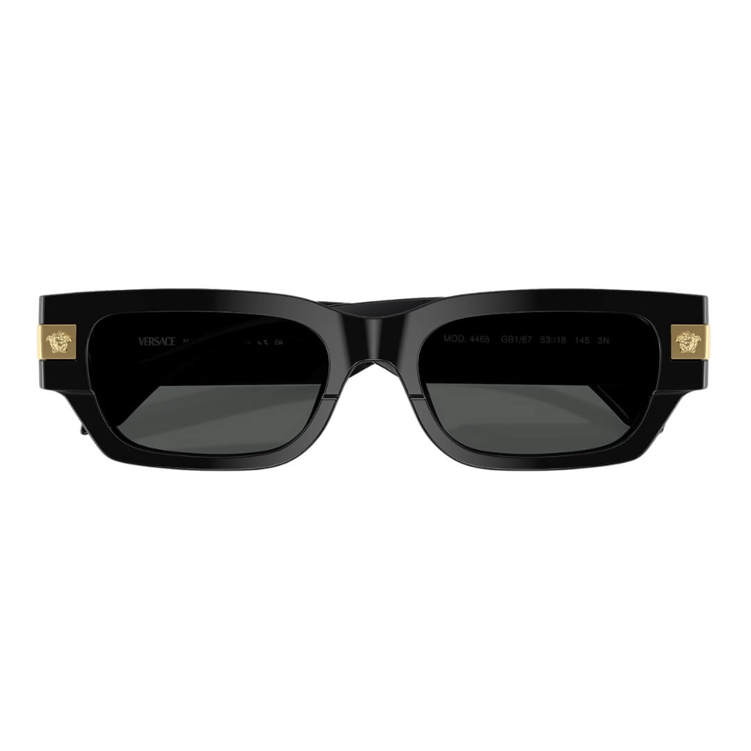 Versace VE4465 GB1/87 Sunglasses - Black Frame, Dark Grey Lens Folded View