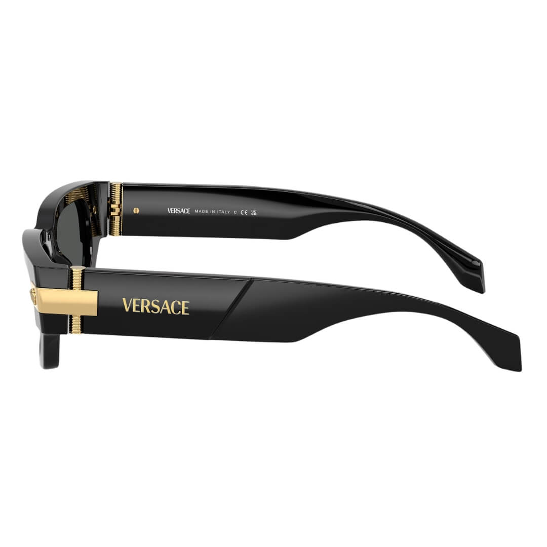Versace VE4465 GB1/87 Sunglasses - Black Frame, Dark Grey Lens Side Frame View