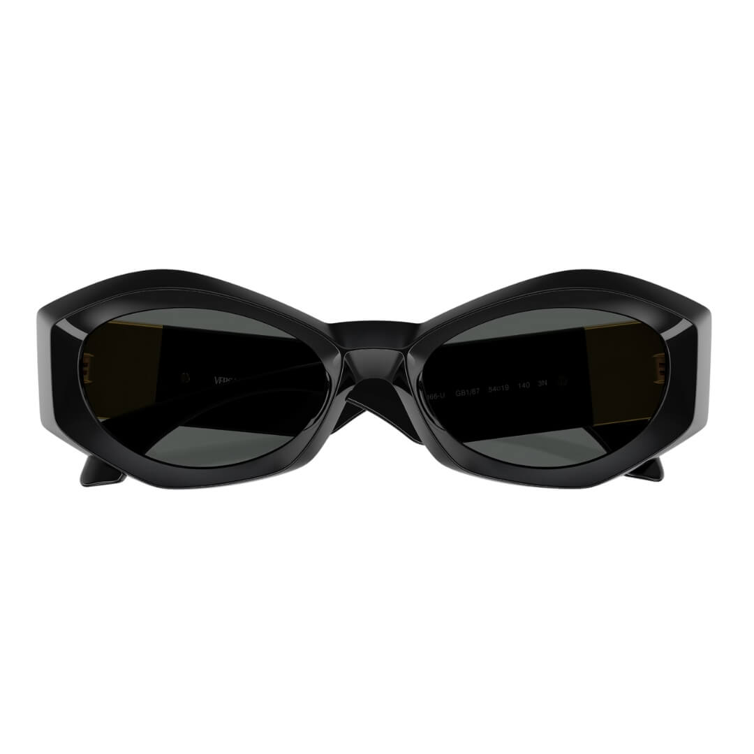 Versace VE4466U GB1/87 Sunglasses - Black Frame, Dark Grey Lens Folded View