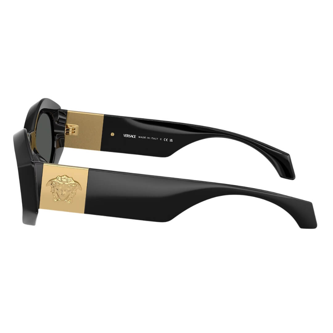 Versace VE4466U GB1/87 Sunglasses - Black Frame, Dark Grey Lens Side Frame View