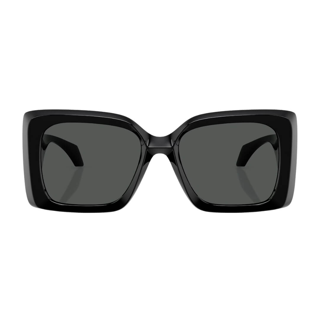 Versace VE4467U GB1/87 Sunglasses - Black Frame, Dark Grey Lens Close Up Front View