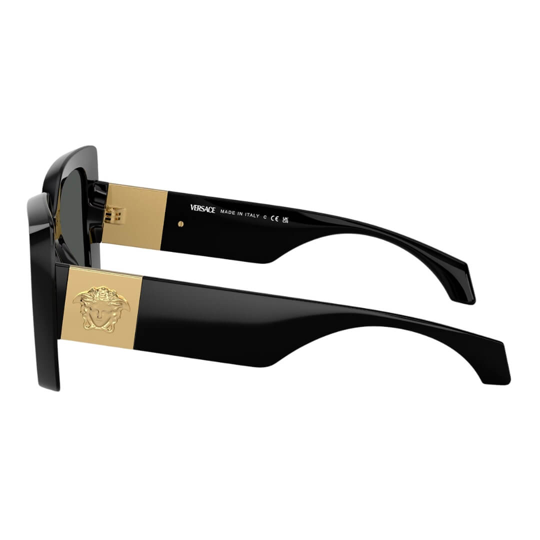 Versace VE4467U GB1/87 Sunglasses - Black Frame, Dark Grey Lens Side Frame View