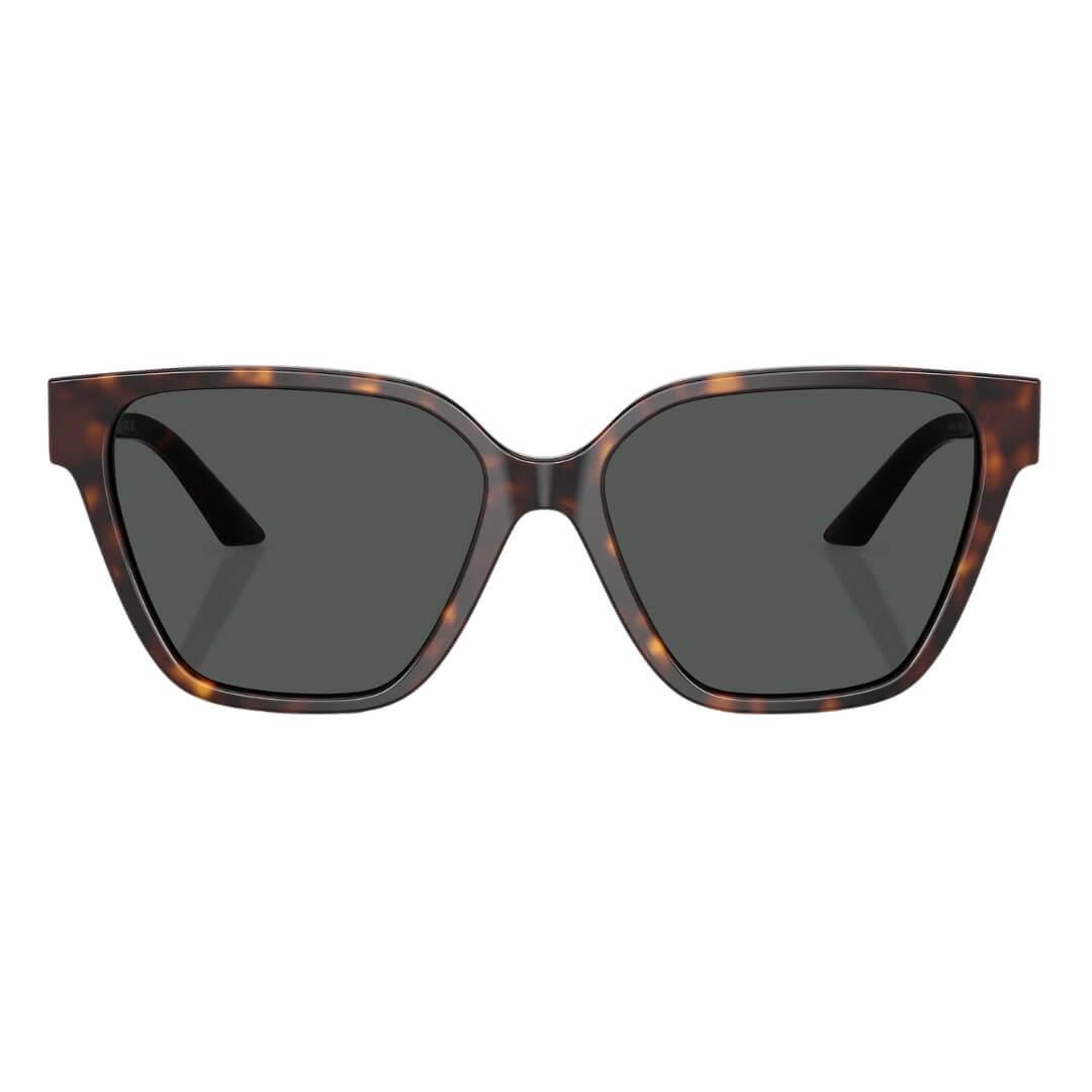 Versace VE4471B 108/87 Sunglasses - Havana Frame, Dark Grey Lens Close Up Front View