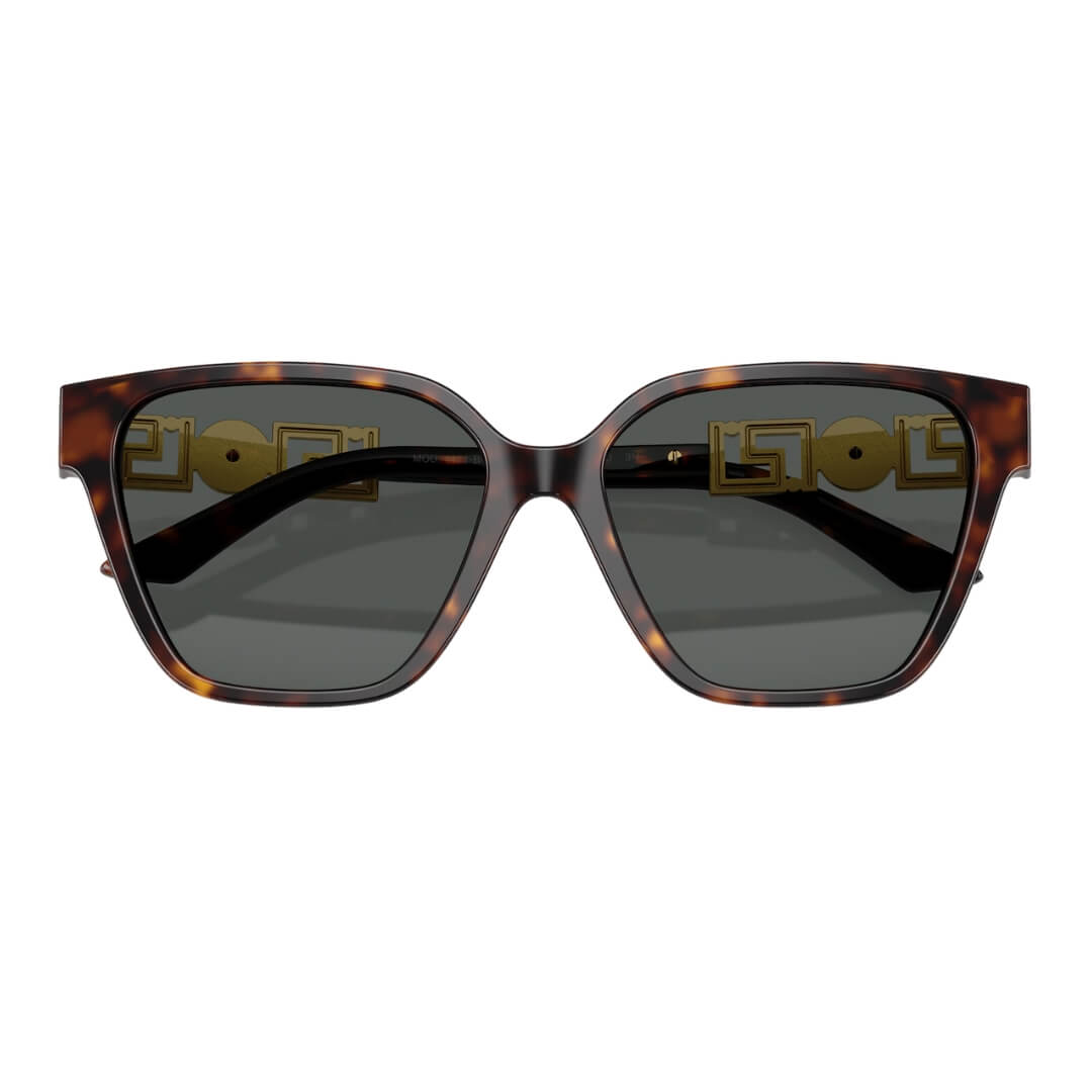 Versace VE4471B 108/87 Sunglasses - Havana Frame, Dark Grey Lens Folded View