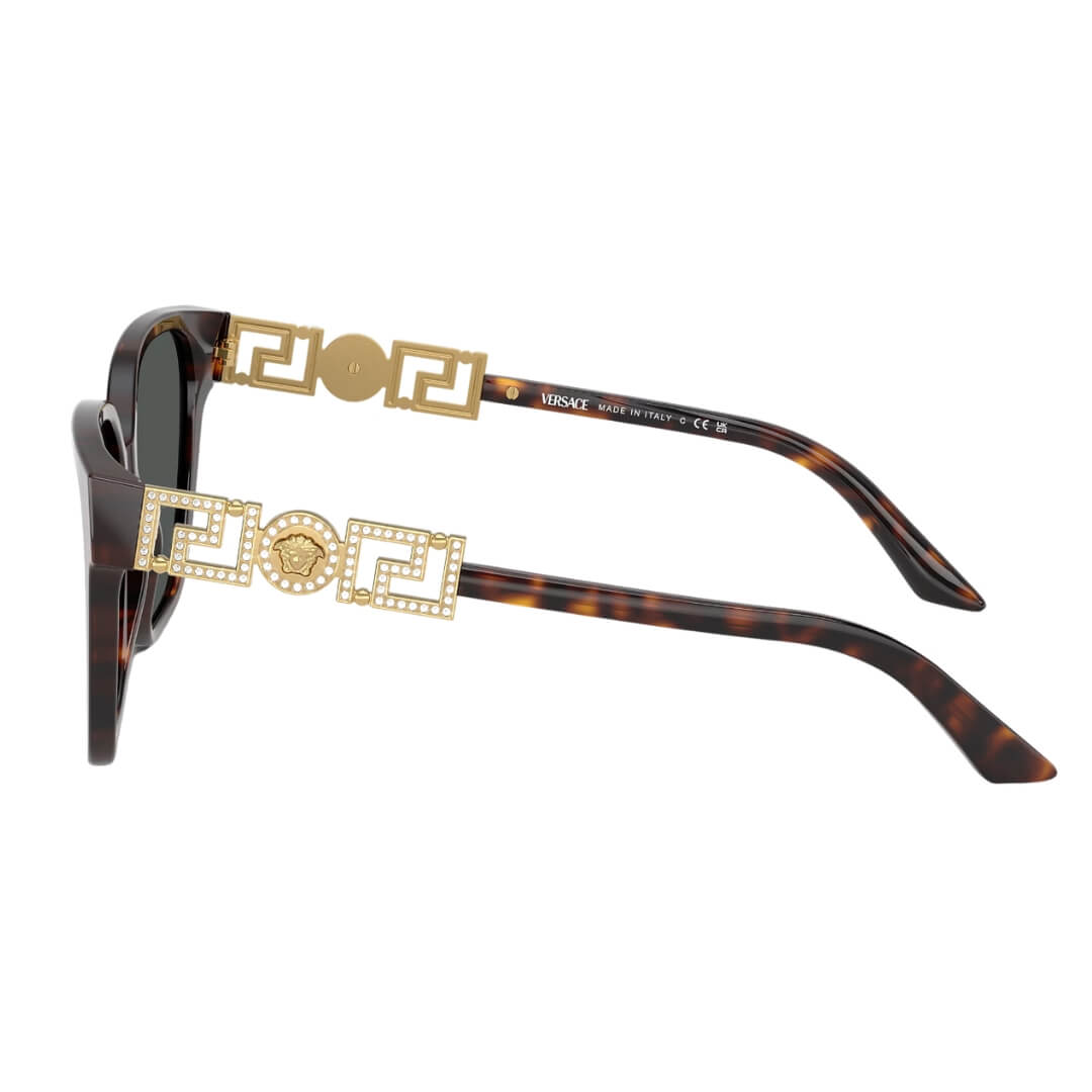 Versace VE4471B 108/87 Sunglasses - Havana Frame, Dark Grey Lens Side Frame View