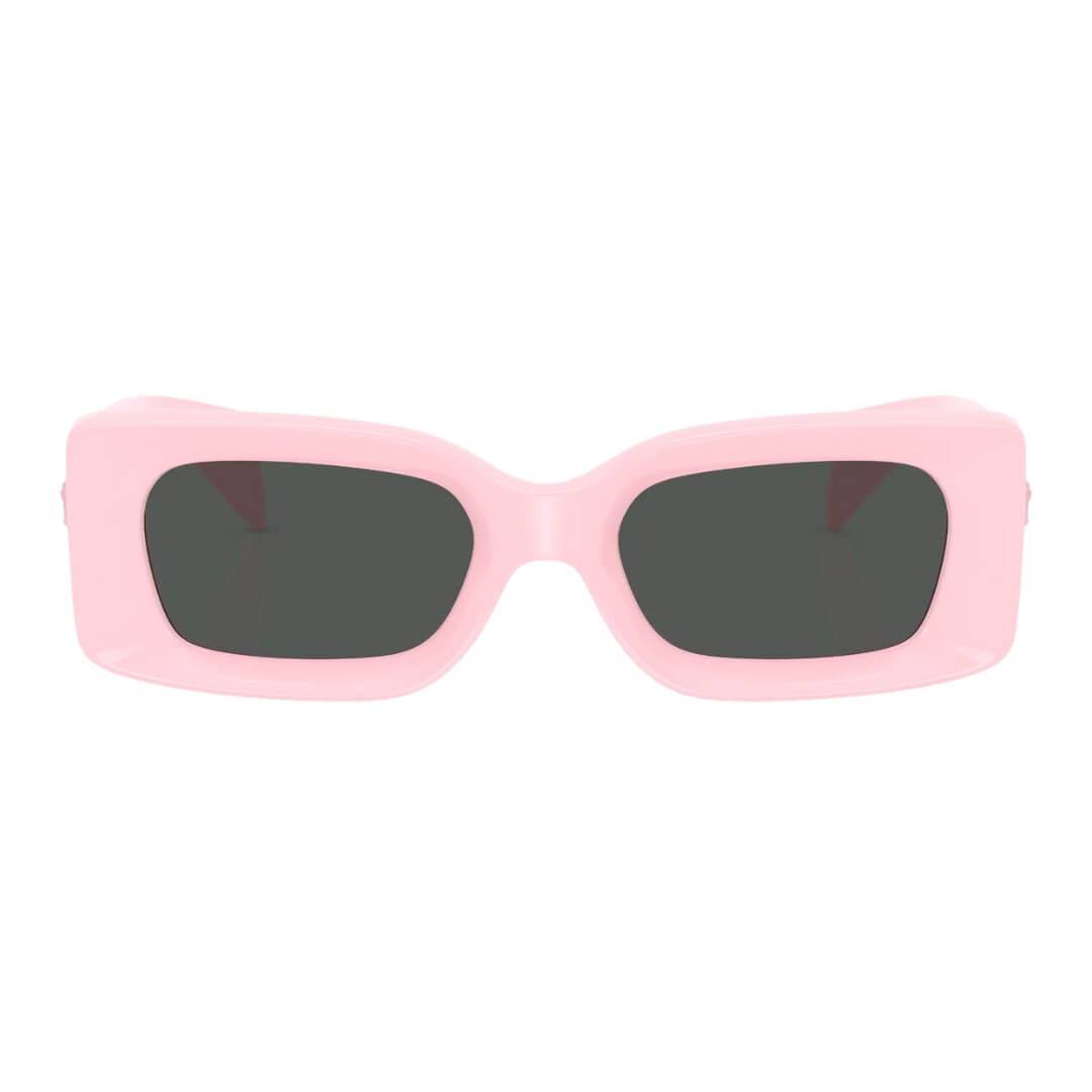 Versace VE4474U 548587 Sunglasses - Pink Frame, Dark Grey Lens Close Up Front View