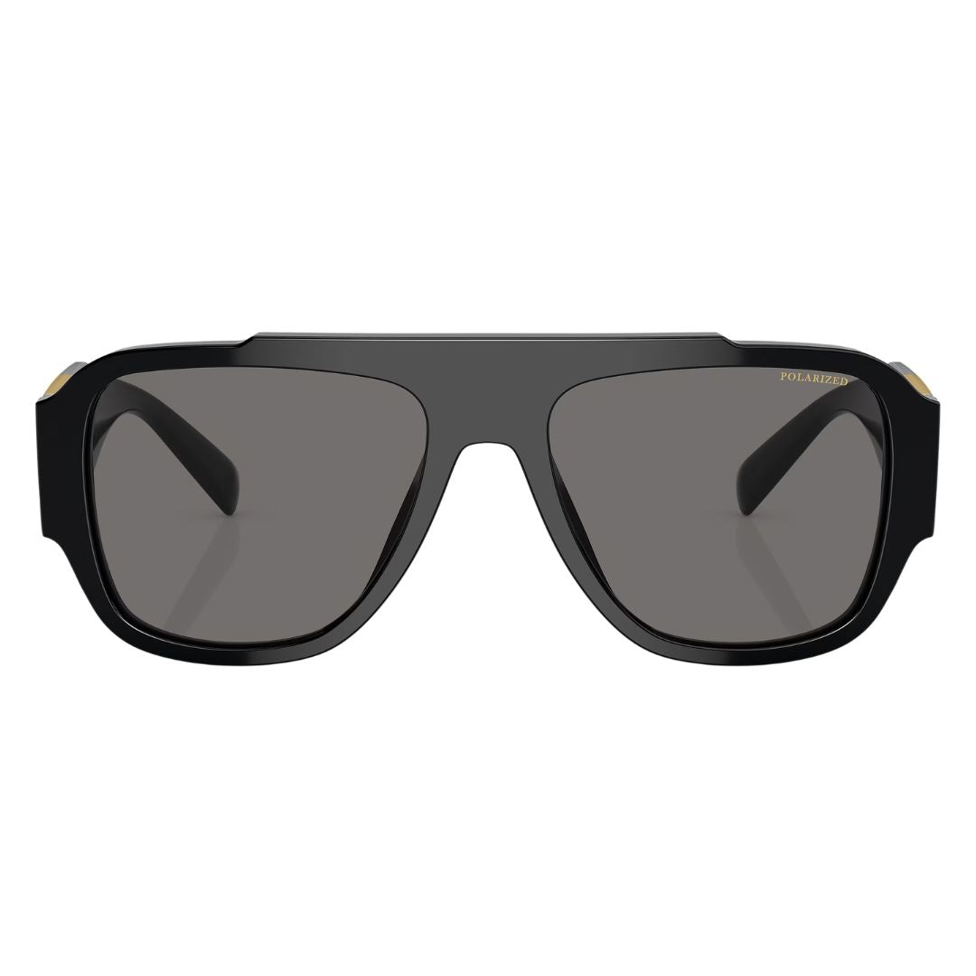 Front view of Versace VE4436U GB1/81 featuring a bold oversized black navigator acetate frame - Gadgets Online NZ