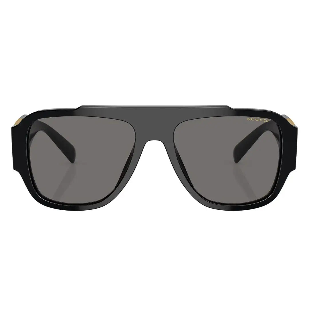 Front view of Versace VE4436U GB1/81 featuring a bold oversized black navigator acetate frame - Gadgets Online NZ