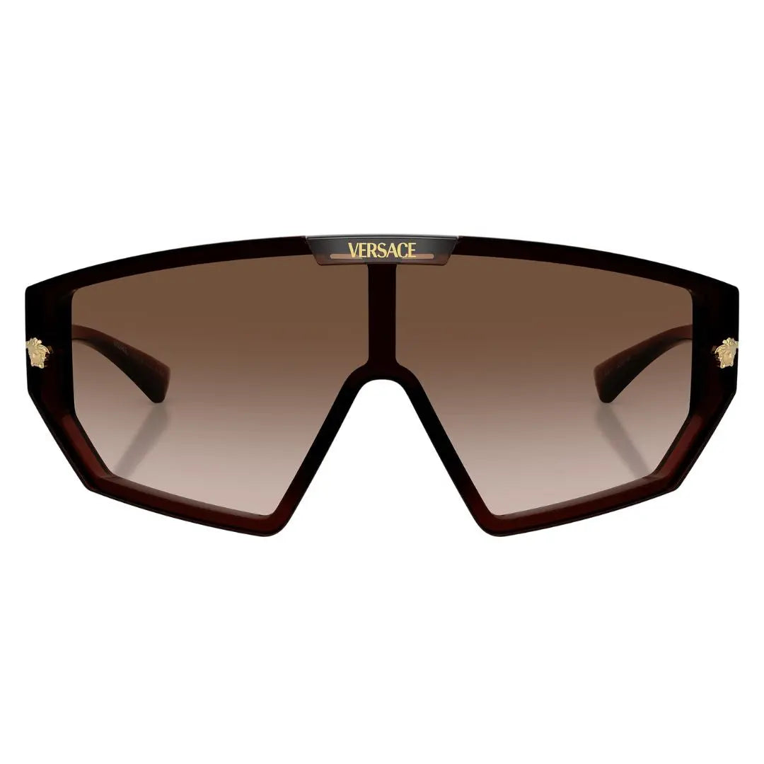 Front view of Versace VE4461 533213 featuring an oversized transparent brown mask frame and gradient lenses - Gadgets Online NZ