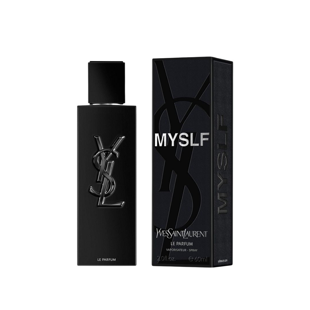Yves Saint Laurent Myslf Le Parfum 60ml, a sleek, black bottle suggesting a bold, spicy, and woody masculine fragrance