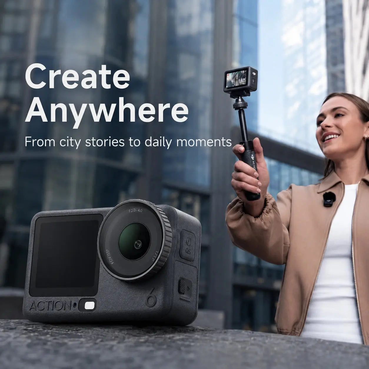 DJI Osmo Action 6 Adventure Combo with three batteries, battery case and extension rod