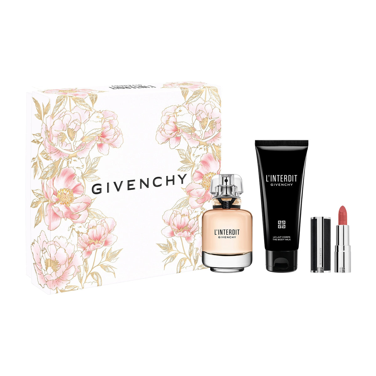 Givenchy L’Interdit 50ml gift set with 75ml body milk and miniature lipstick