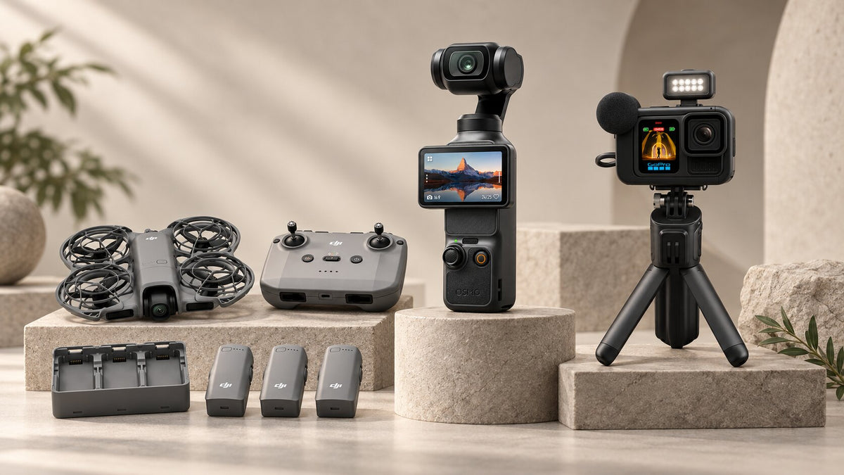 Creator gear collection with cameras, drone and filming kit for Australia