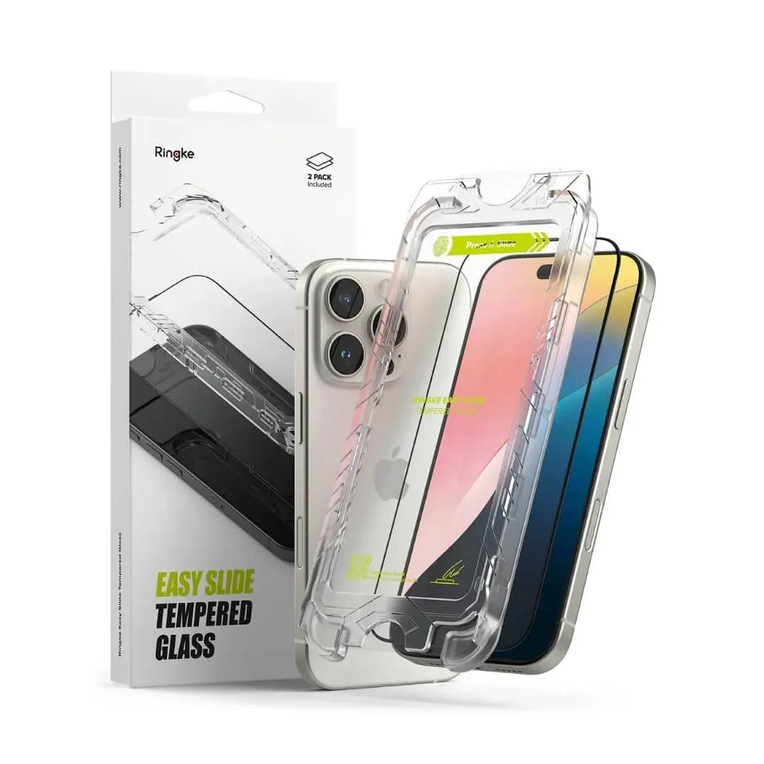 iPhone 16 Pro Max Screen Protector Easy Slide Tempered Glass 2 Pack