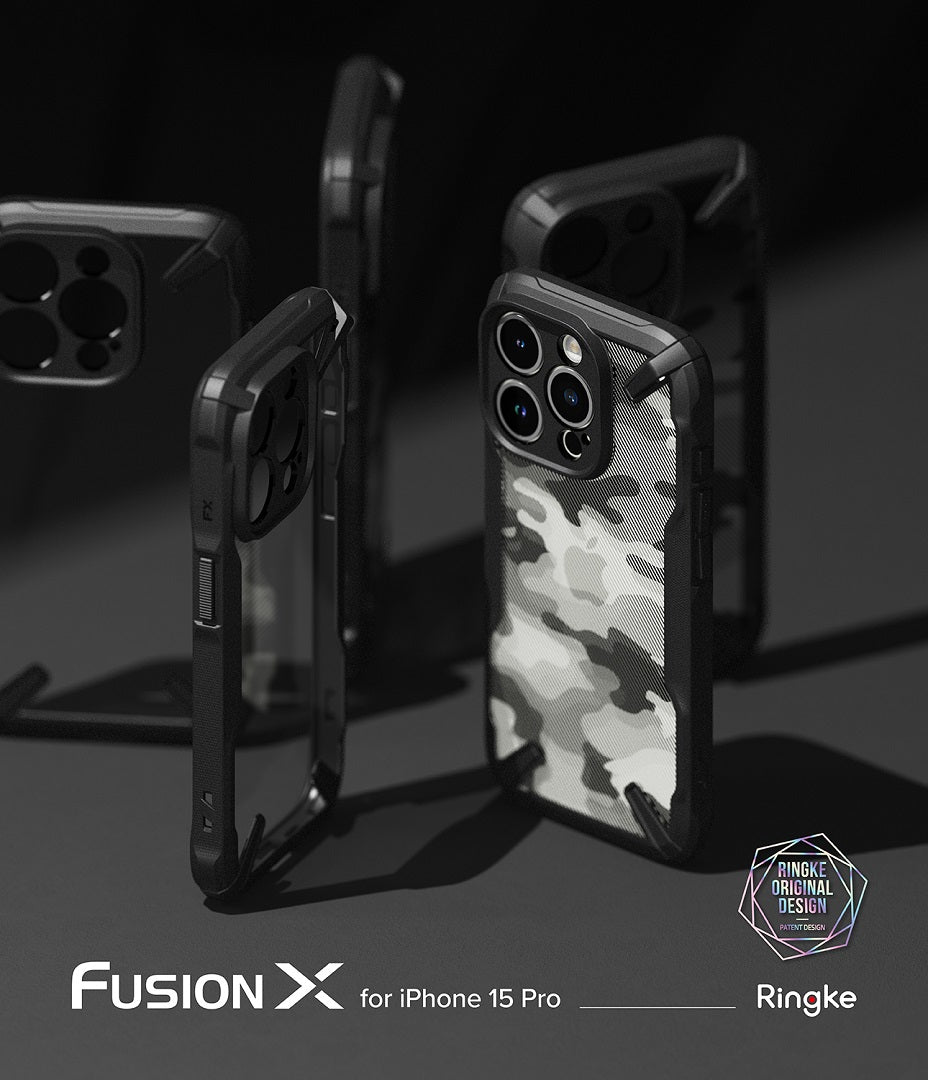 Fusion X Camo Black Case for iPhone 15 Pro by Ringke