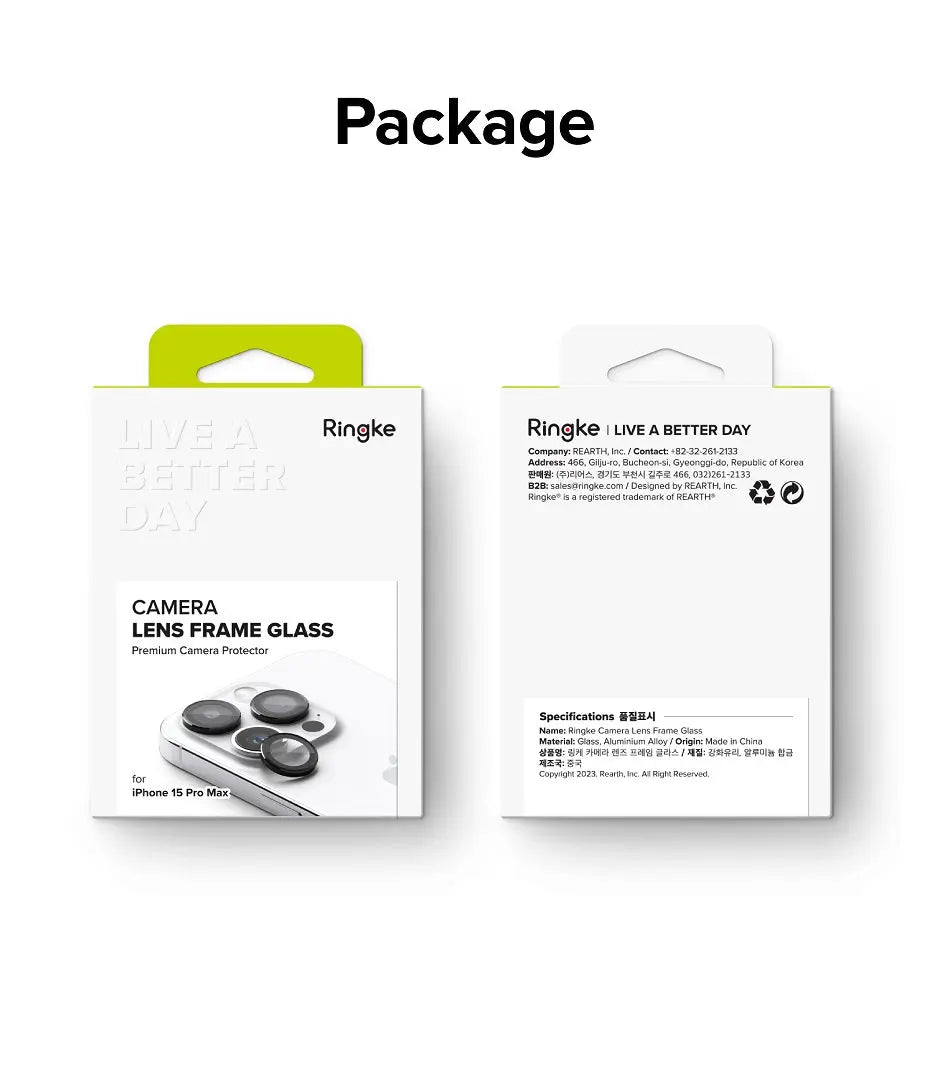 iPhone 15 Pro Max 6.7" Camera Lens Frame Glass Ringke