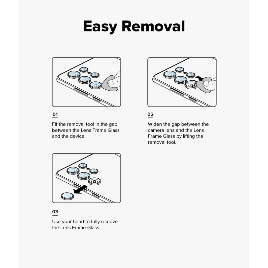 Easy removal frame glass with removal tool