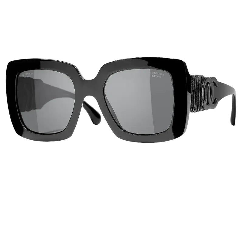 Chanel CH5474Q Square Sunglasses - Black Acetate & Calfskin