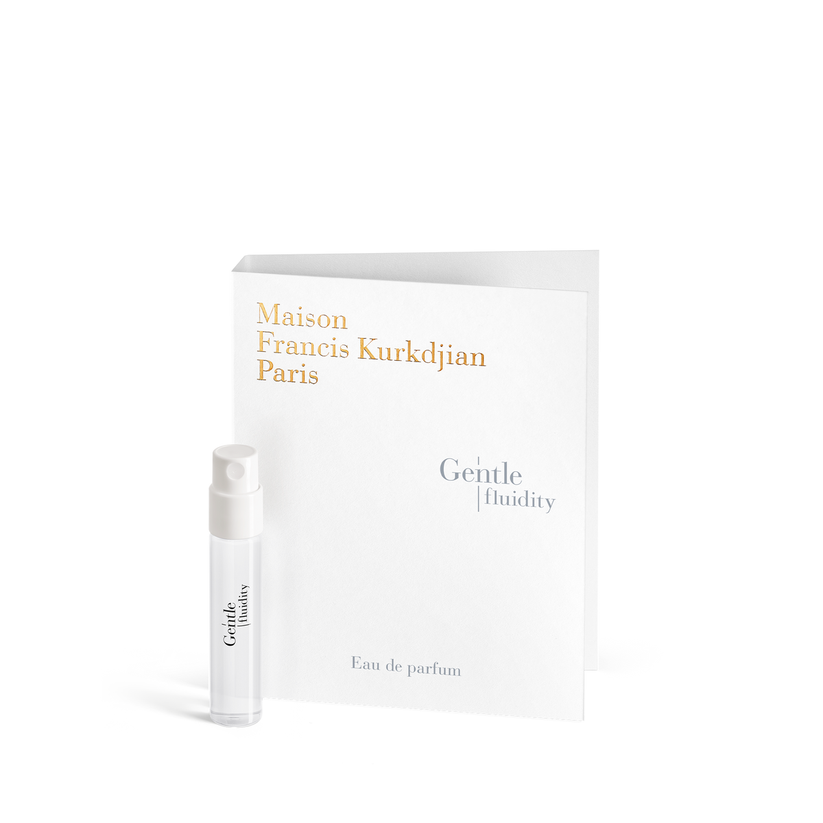 Maison Francis Kurkdjian Gentle Fluidity Silver EDP 2ml Sample Vial with branded sample card