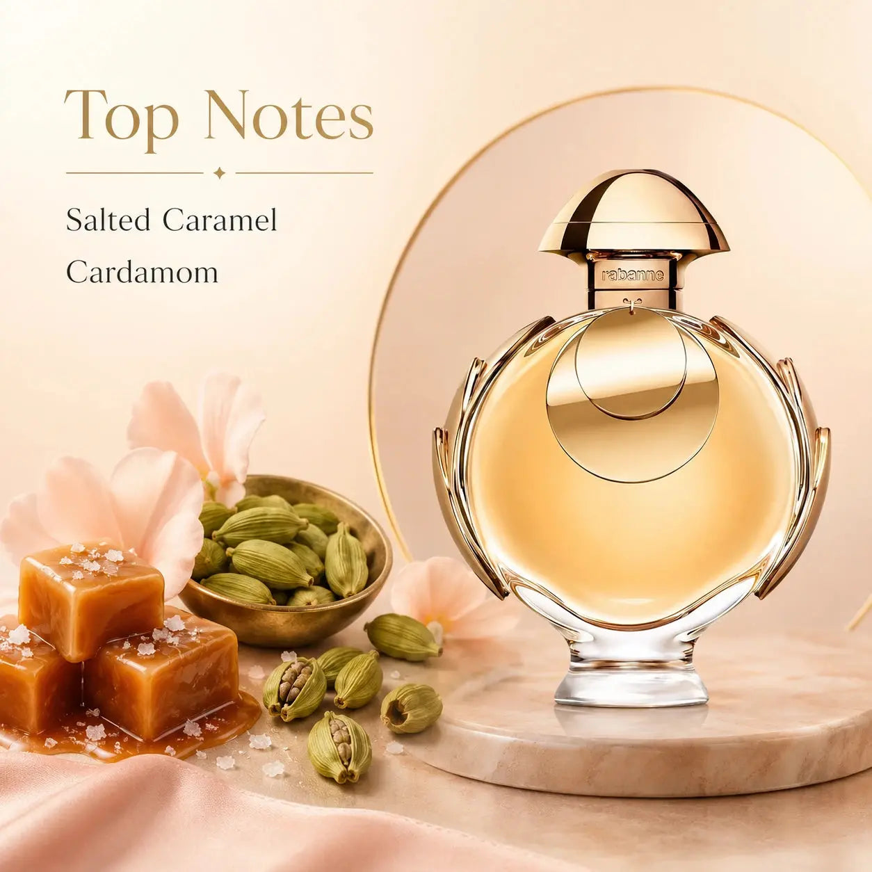 Rabanne Olympea Elixir EDP Intense 50ml with a rich fragrance composition inspired by caramel and warm sensual notes.