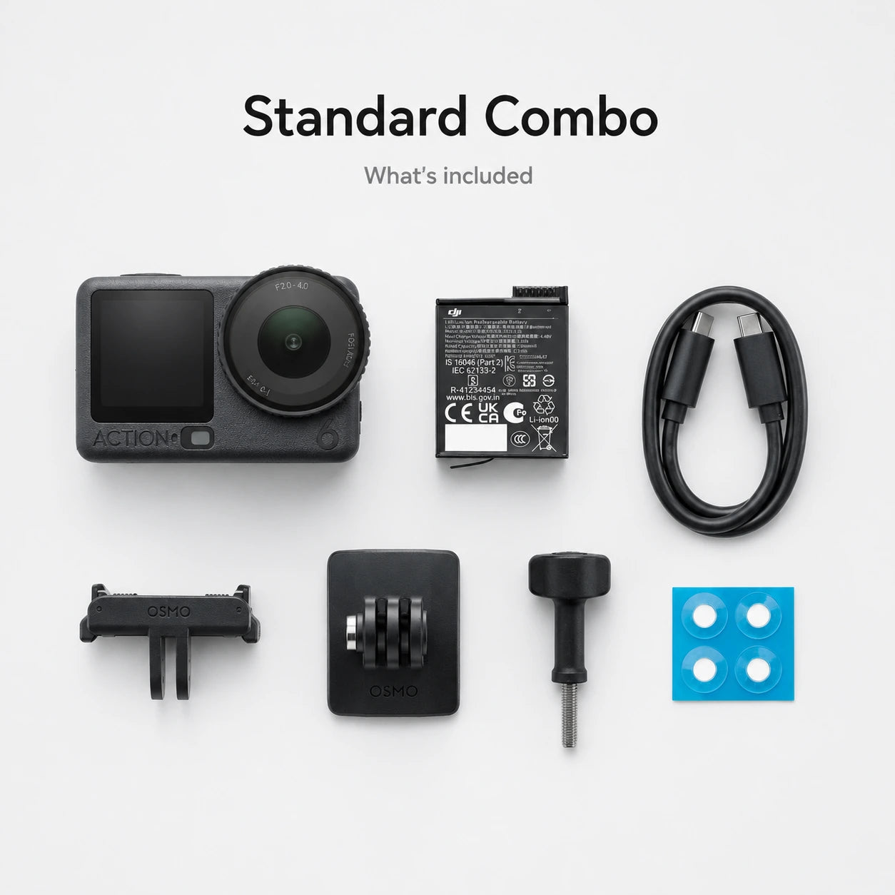 Action camera standard combo with accessories on a white background at gadgets Online NZ LTD