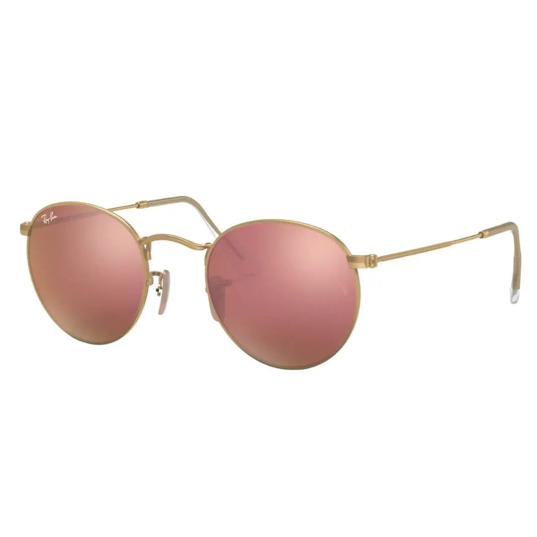 Ray-Ban Round Metal RB3447 112/Z2 Sunglasses - Gold Frame, Brown Lens front Side View