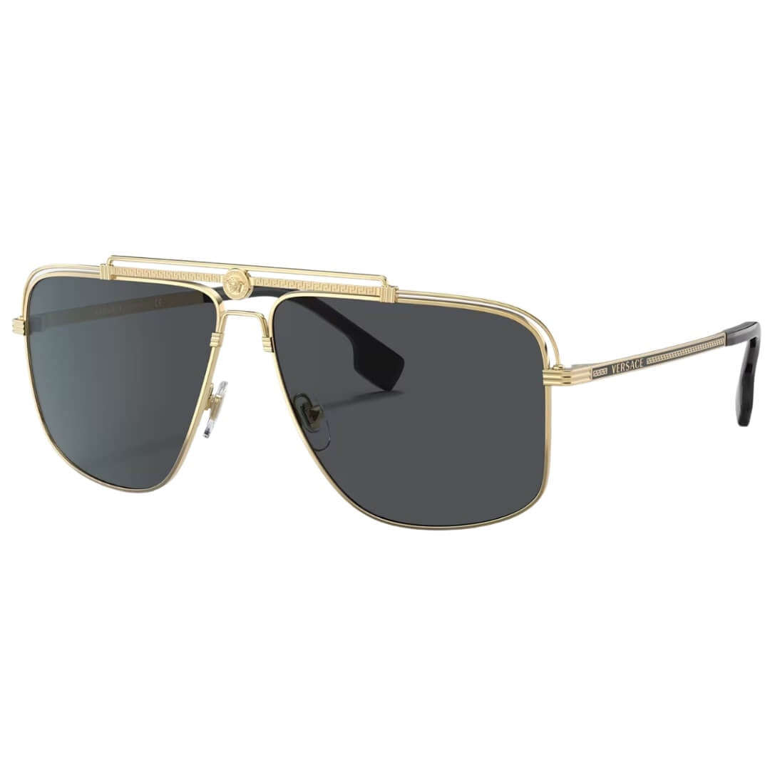 Versace VE2242 100287 Sunglasses - Gold Frame, Dark Grey Lens
