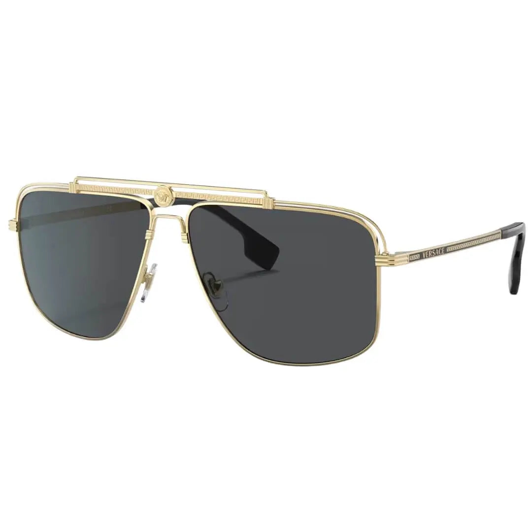 Versace VE2242 100287 Sunglasses - Gold Frame, Dark Grey Lens Versace