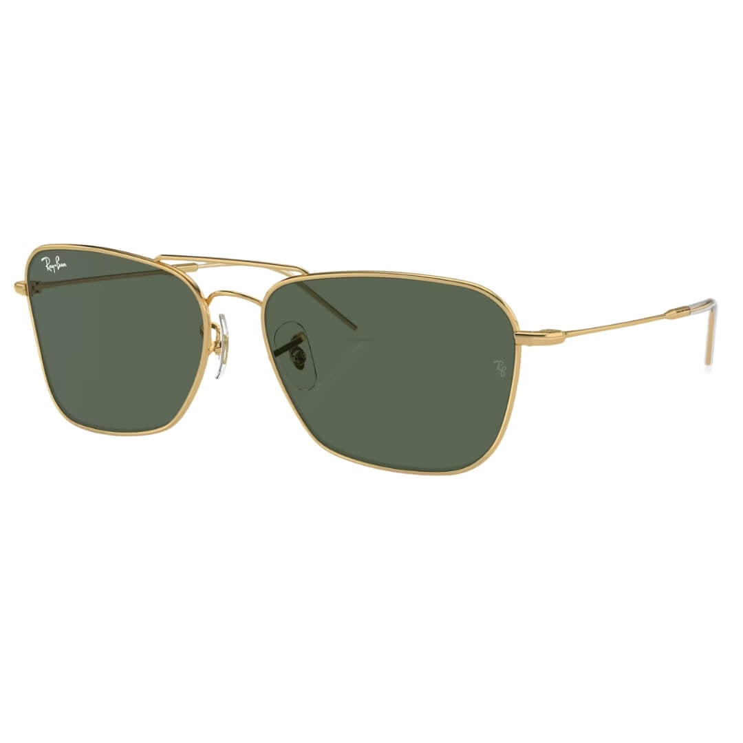 Ray-Ban Caravan Reverse RBR0102S 001/VR - Gold Frame with Green Lens Front Right View