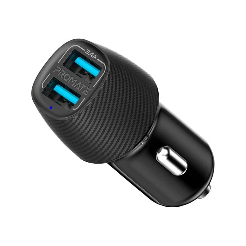 PROMATE 3.4A Dual Port USB-A Car Charger